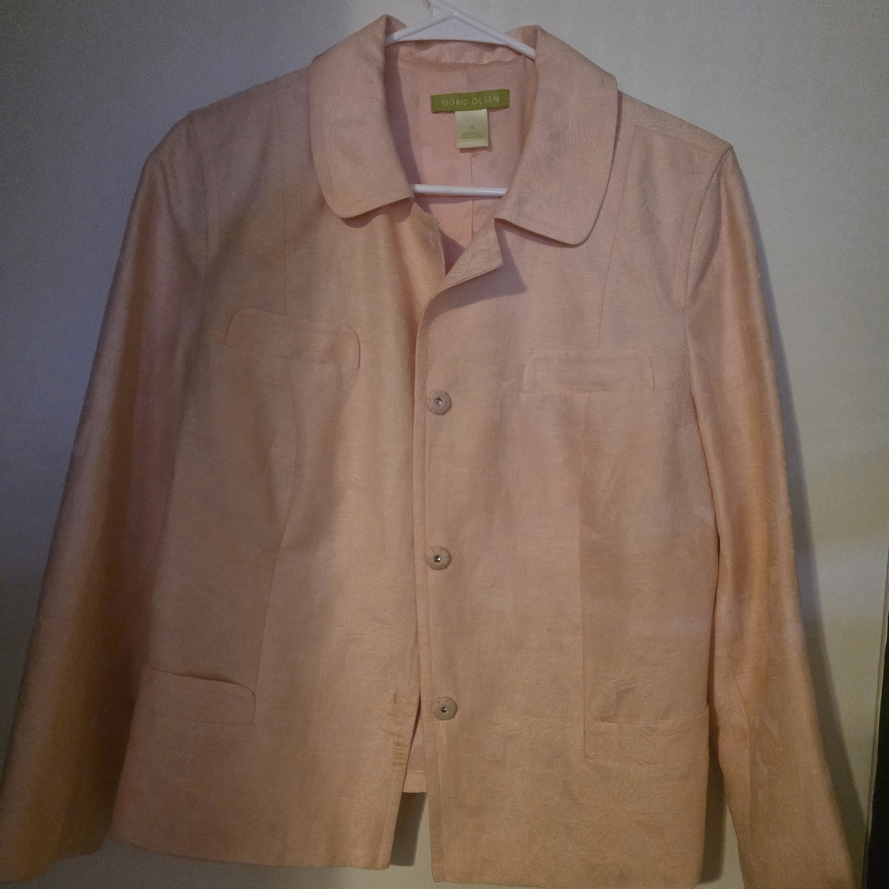 Sigrid Olsen Peach Textured Silk Jacket